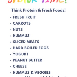 Snack Time Printable for Healthy Reminders - Etsy