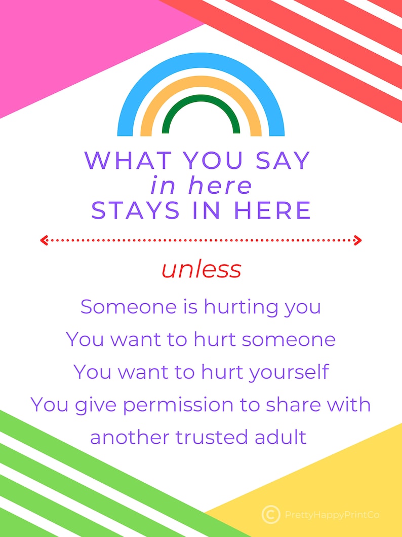 Rainbow Confidentiality Poster, Social Worker Sign, School Social Worker Sign, Counselor office decor, Counseling Office Confidentiality image 2