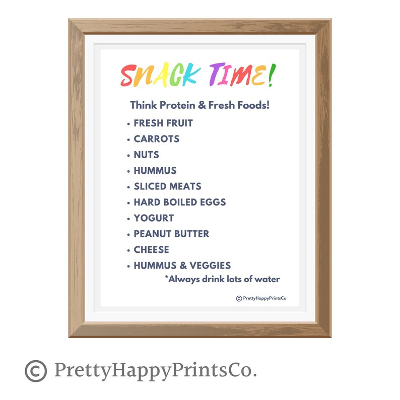 Snack Time Printable for Healthy Reminders - Etsy