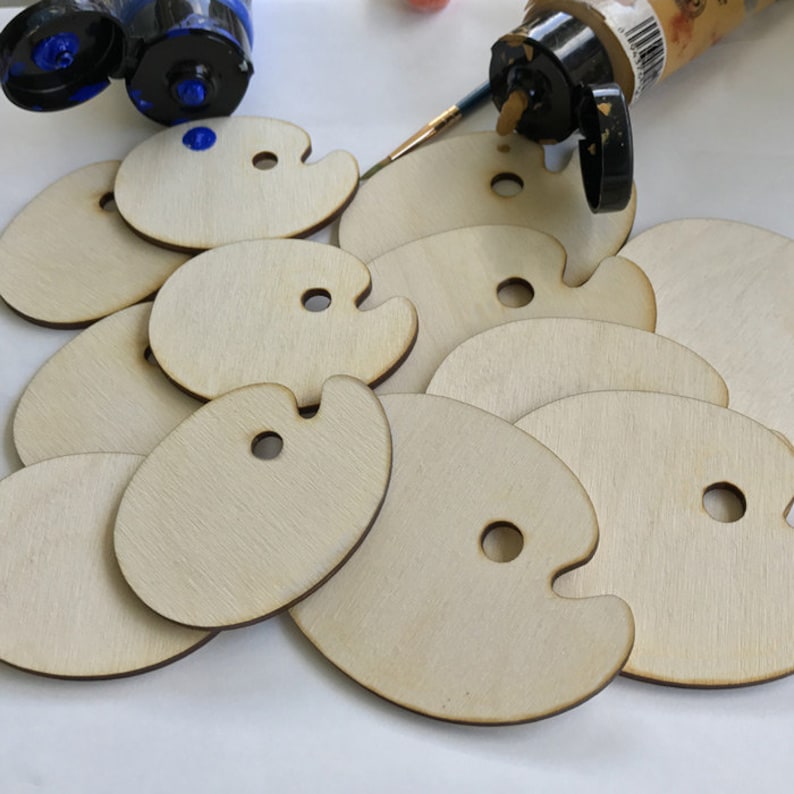 Palette Shaped Wood Name Tags DIY Custom Cut Wood Artist Etsy