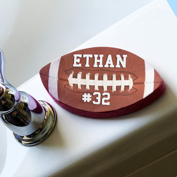 Football Fan Sponge Personalized with Name and Jersey Number.  Fun gift for any football fan or household.