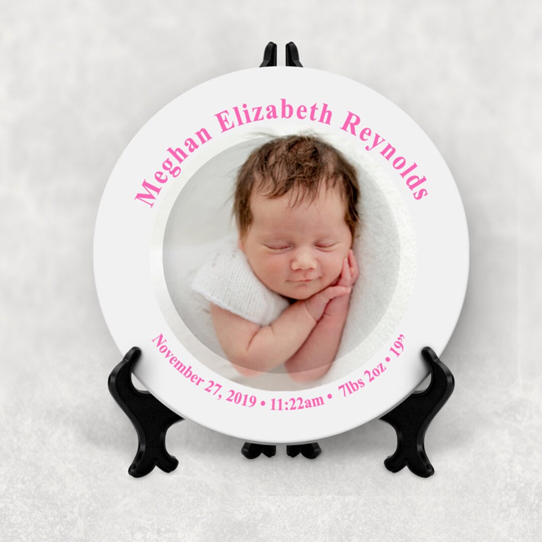 Baby Birth Plates Customized With Your Baby's Photo Birth Date Weight