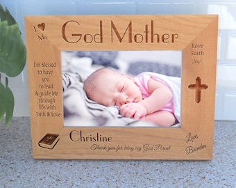 Personalized God Parent's  Sponsor Picture Frame for GodMother, GodFather or GodParents. Perfect for Baptism or Confirmation Thank You Gift