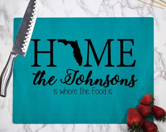 Personalized State Shape Cutting Board, Tempered Glass Cutting Board Dishwasher Safe Custom Cutting Board, Multiple Sizes & Colors Available