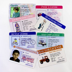 Kid's Fake Drivers License, Adult Joke Licenses, Fake Kids State Licenses, Personalized Play License