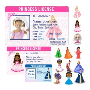 Personalized Princess License, Custom kids License for your little princess but big princesses love them too. Fake Princess ID License