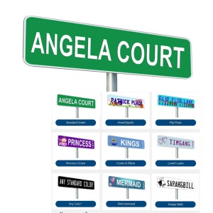 Personalized Street Signs, Several Designs of Custom Metal Street Signs with your name or custom text.