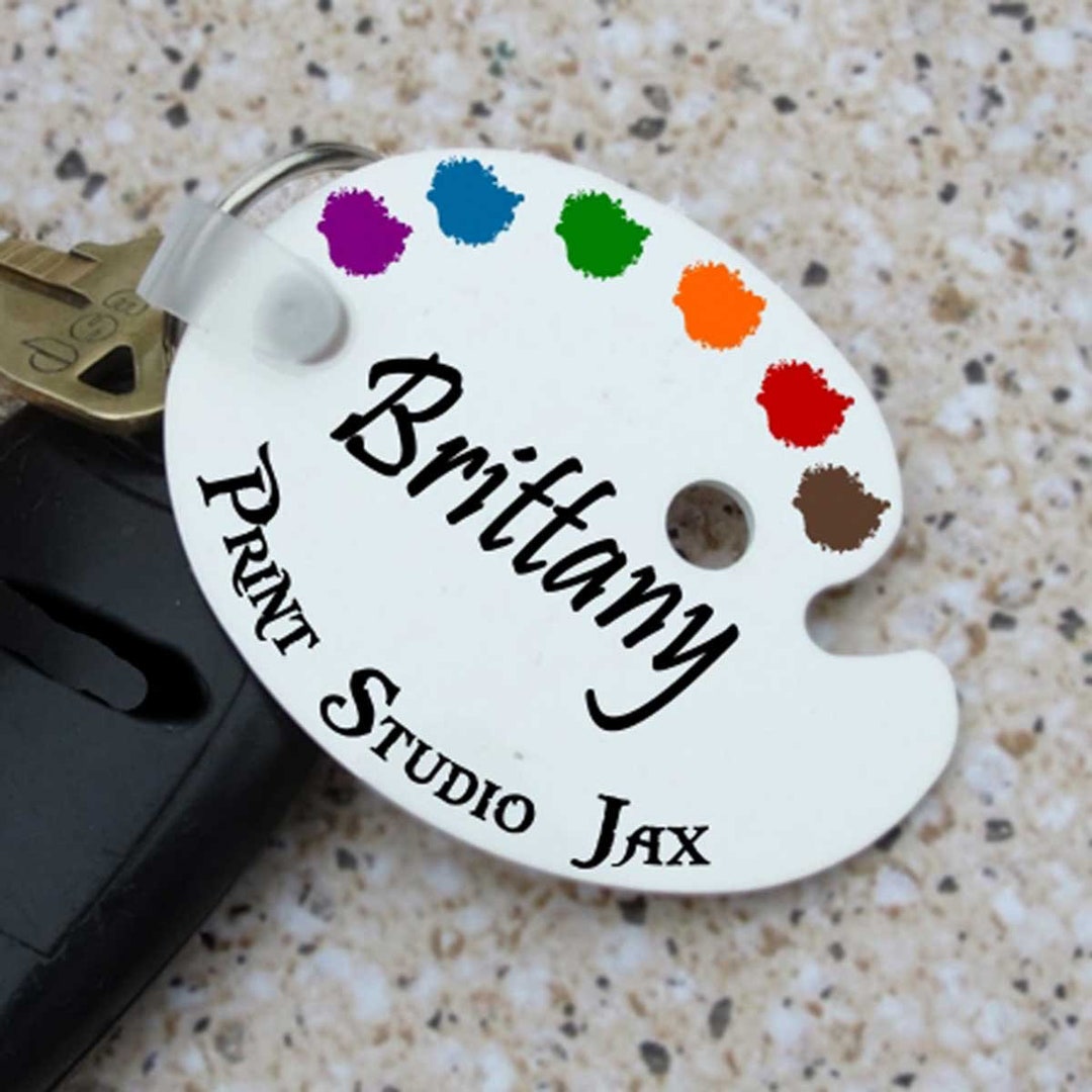 Artist's Keychain, Personalized Art Palette Shape Key Chain With Your ...