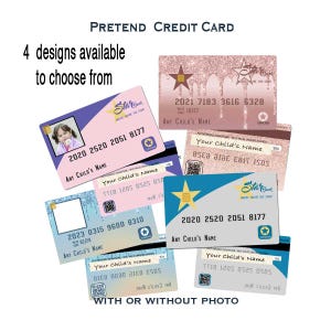 Child&#39;s Play Credit Card, Fake Credit Cards for Kids, Wallet Id With or Without Photo, Real Size and Feel of Store Credit Cards for Kids