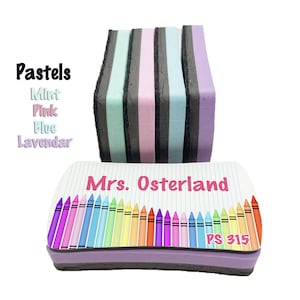 White Board Eraser for Teachers Crayon Design Eraser Personalized with Teachers Name and Class or Custom Text Perfect Teacher&#39;s Gift