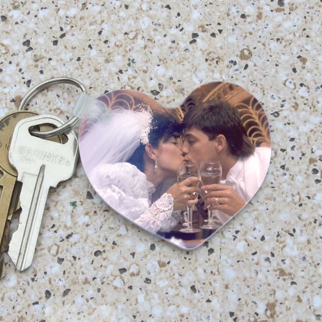 Photo Key Ring Heart Shape Key Chain Personalized With Your Picture on