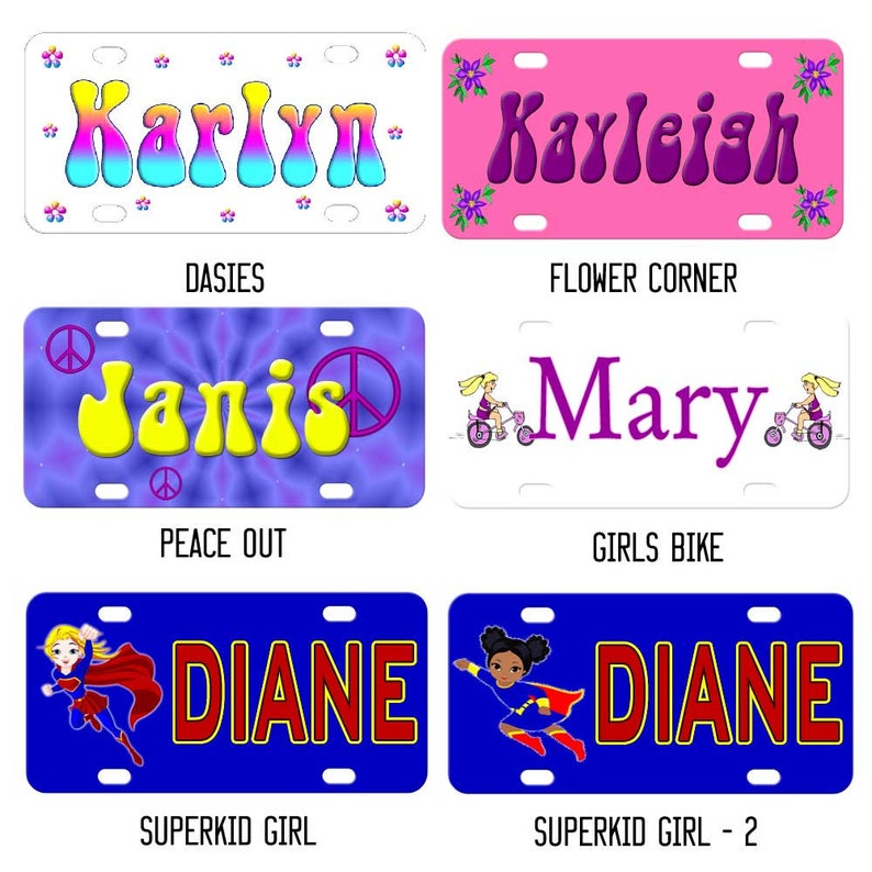 Custom Bicycle License Plates for Girls Personalized With Any Etsy