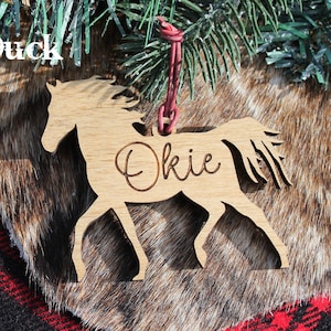 Personalized horse ornament, custom, Equestrian, Laser engraved wood Ornament, Christmas Ornament, Xmas ornament, Gift idea, Thinking of you