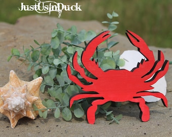 Wood Crab cutout, Rustic wooden crab, Tiered tray styling, Maryland crab decor, Beach, Stand alone, shelf sitter, Red, blue crab, Farmhouse