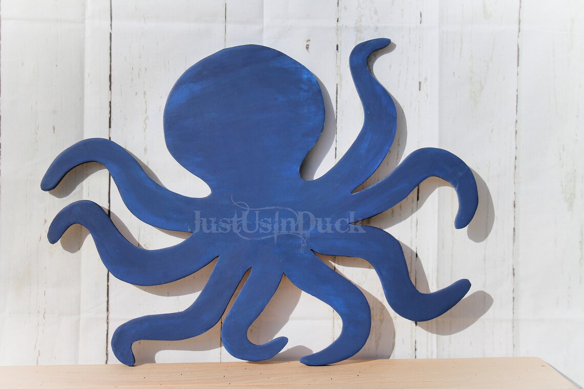 Large Wood Octopus Wall Decor Wooden Octopus Sign Coastal Etsy