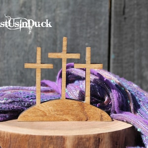 Easter 3 crosses, Three Rustic wooden tomb, Tiered tray styling, Tiered tray decor, Religious, Jesus, Christian Spiritual, Minimal, Gift set