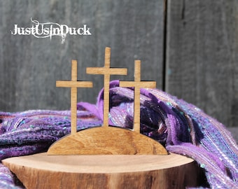 Easter 3 crosses, Three Rustic wooden tomb, Tiered tray styling, Tiered tray decor, Religious, Jesus, Christian Spiritual, Minimal, Gift set