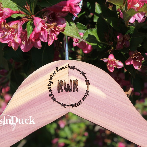 Personalized logo cedar hanger, Custom clothes hanger, laser engraved, boutique supplies, Craft show, Your Logo Customization Business Logo