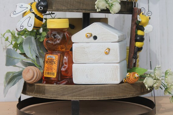 Honey Bee Tiered Tray / Honey Bee Decor / Honey Decor /bee Tier Tray /  Farmhouse Kitchen / Tier Tray Pillow / Bee Decor / Tiered Tray Filler 
