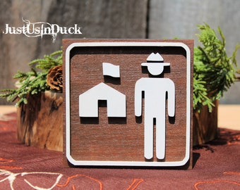 Park Ranger Station sign, Symbol, National Park Icon Sign, State Park Decor, Tiered Tray decor, mini sign, Nursery, lodge, Wood Sign, Gift