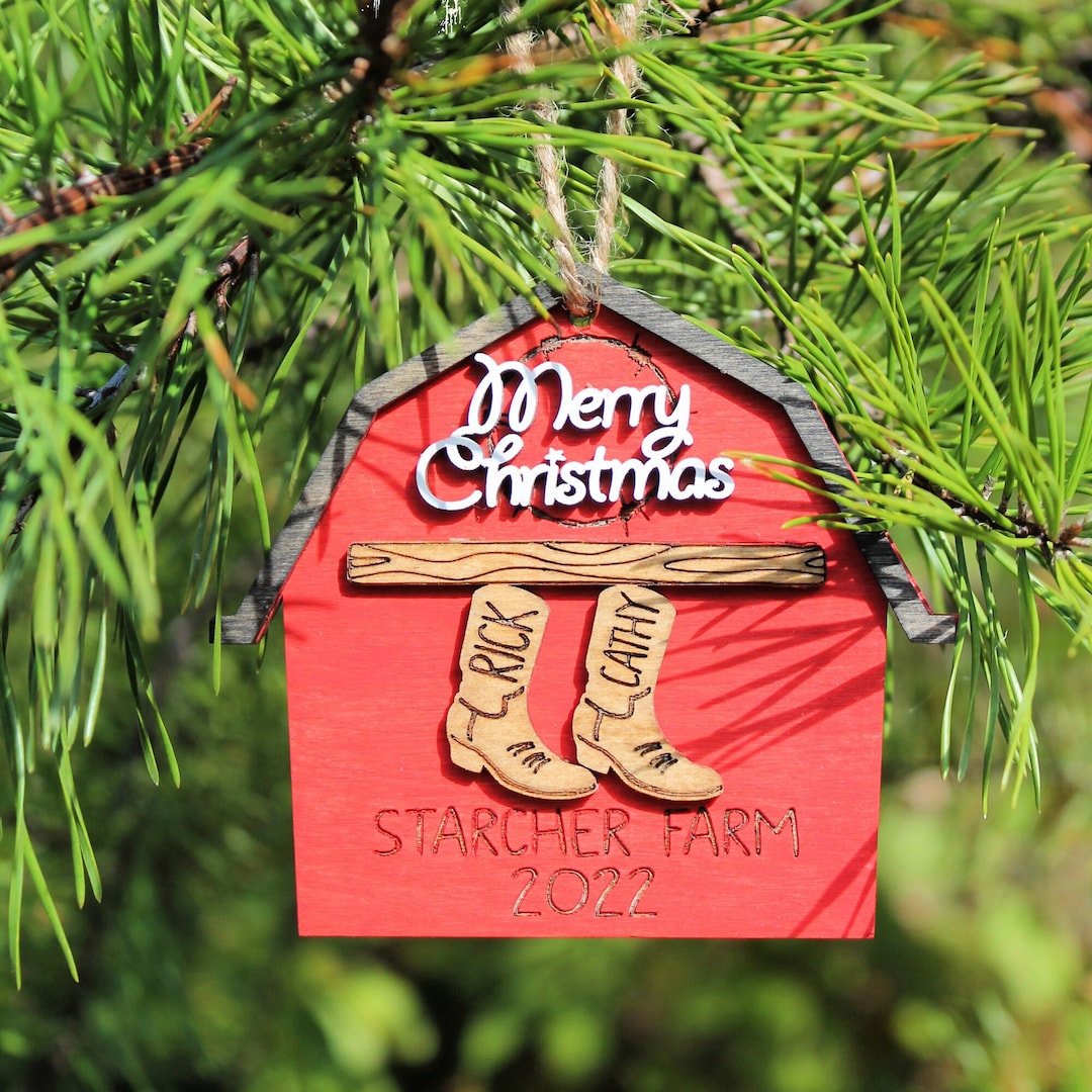 Personalized Barn Cowboy Boot Ornament, Christmas Keepsake, Xmas ...