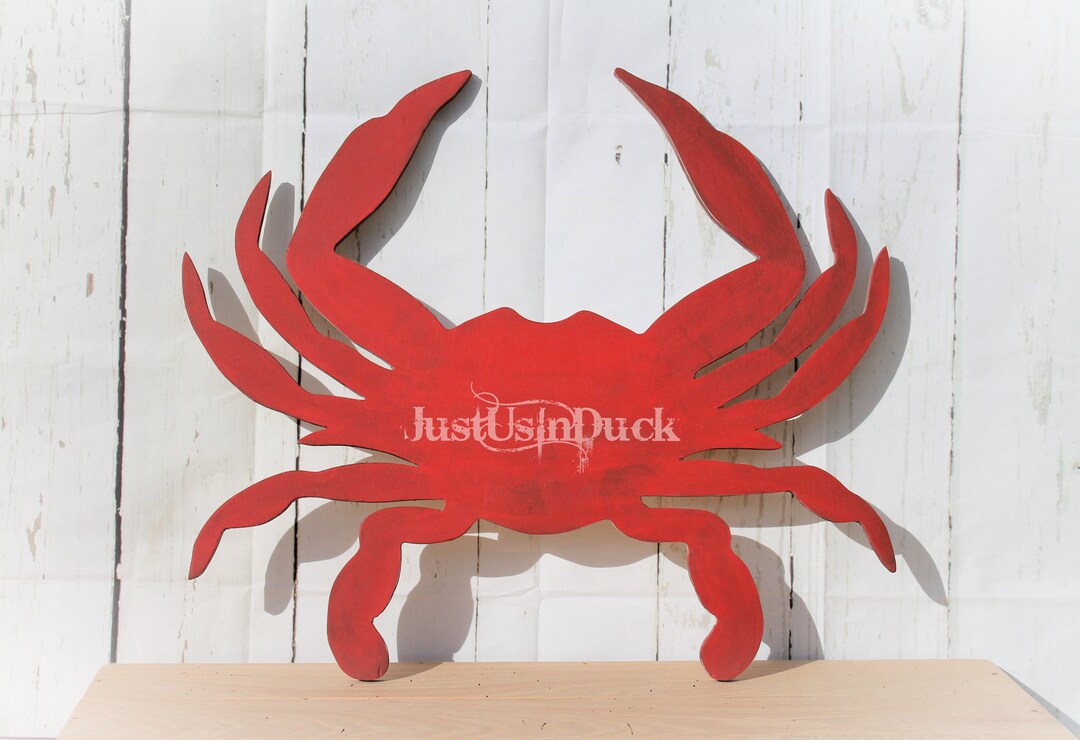 Large Wood Crab Wall Decor, Wooden Crab Sign, Coastal Wall Decor, Beach