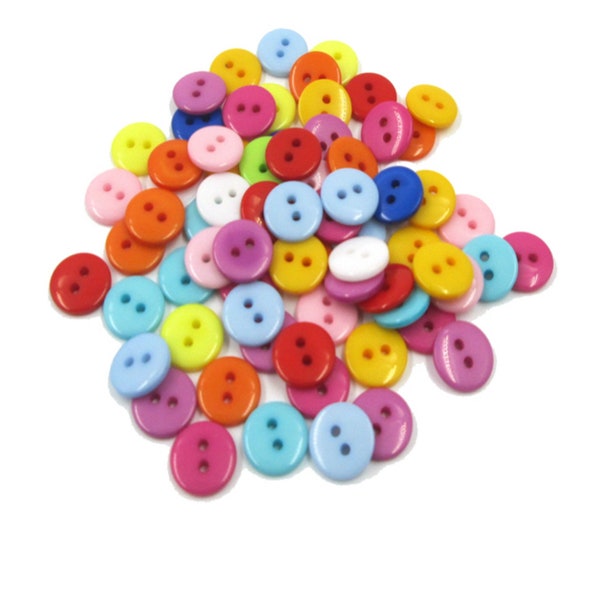 100 Pieces Mixed Colours Resin Buttons Scrapbooking Round Shape Resin 2 Holes 11mm Sewing Buttons DIY Decoration Pack of 100 Buttons