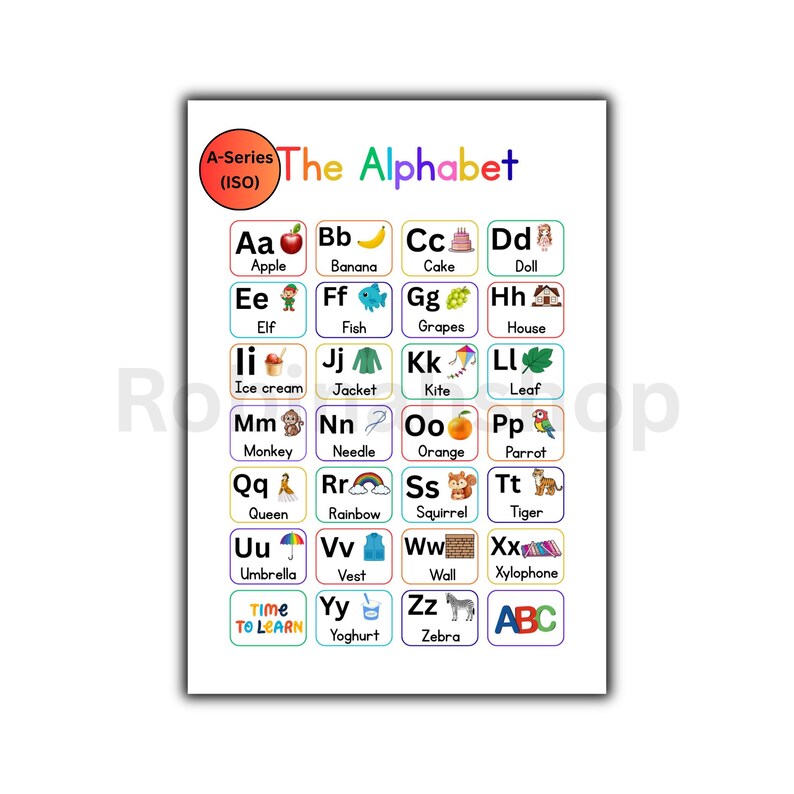 Alphabet Chart Nursery Print: ABC Educational Poster (digital Download ...