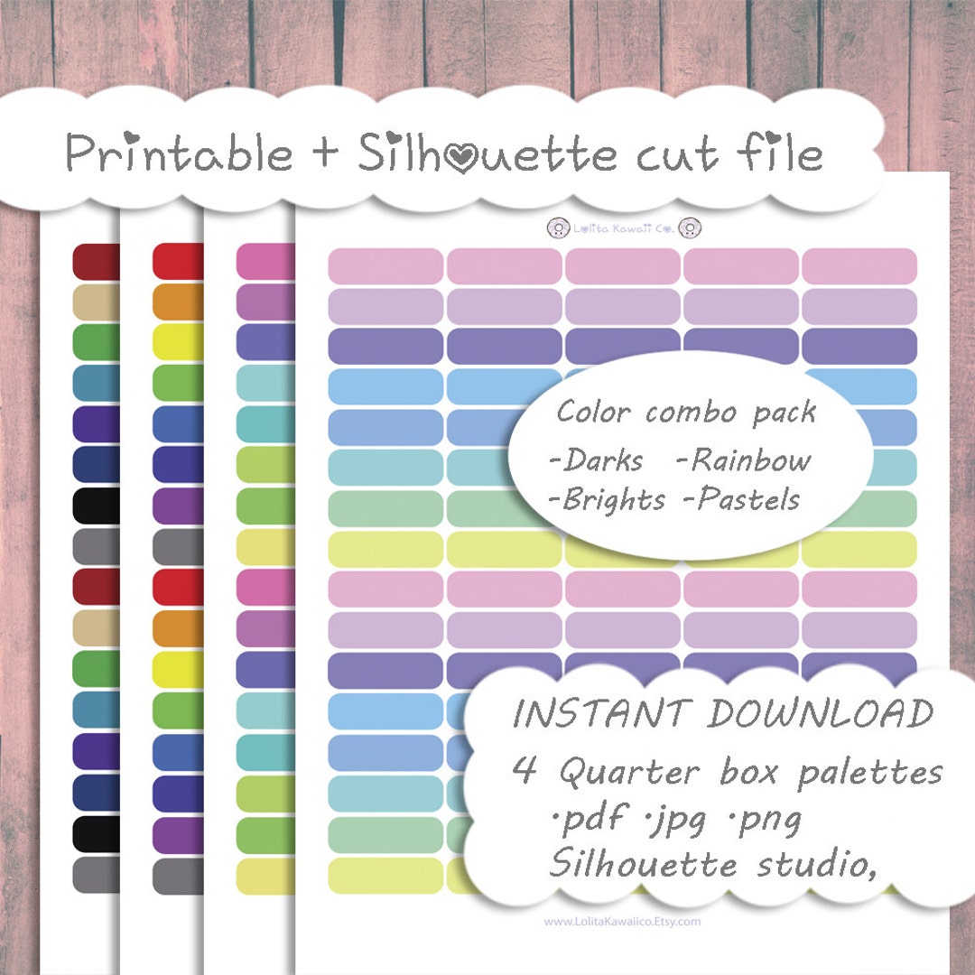 Printable Curved Quarter Box Collection Planner Stickers : the Happy ...