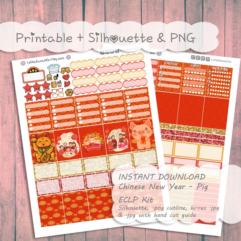 ECLP Printable Weekly Kit Year of the Pig Planner Stickers : the Happy ...