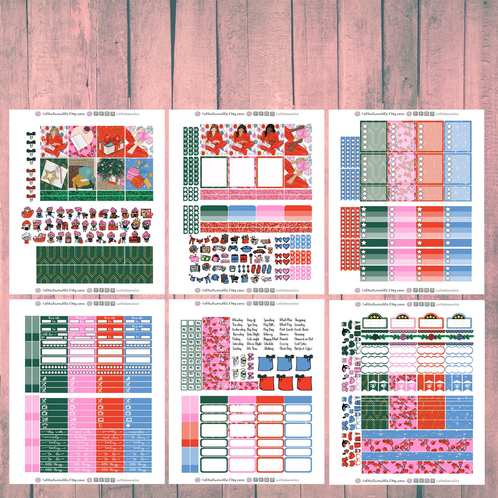 ECLP 6p Kit: Winter Tale Printable Planner Stickers Erin Condren ...
