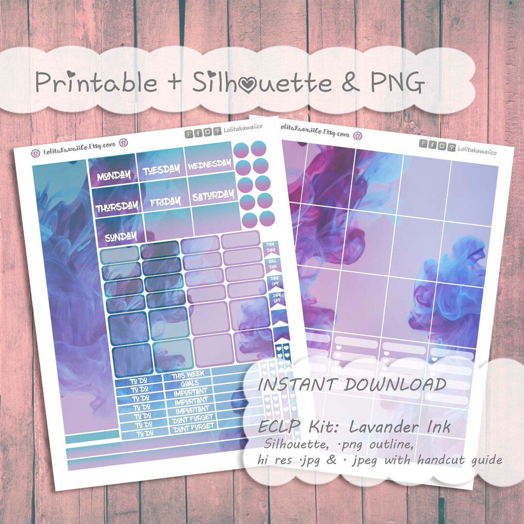 ECLP Printable Weekly Kit ~ Lavander Ink || Planner Stickers : Erin ...