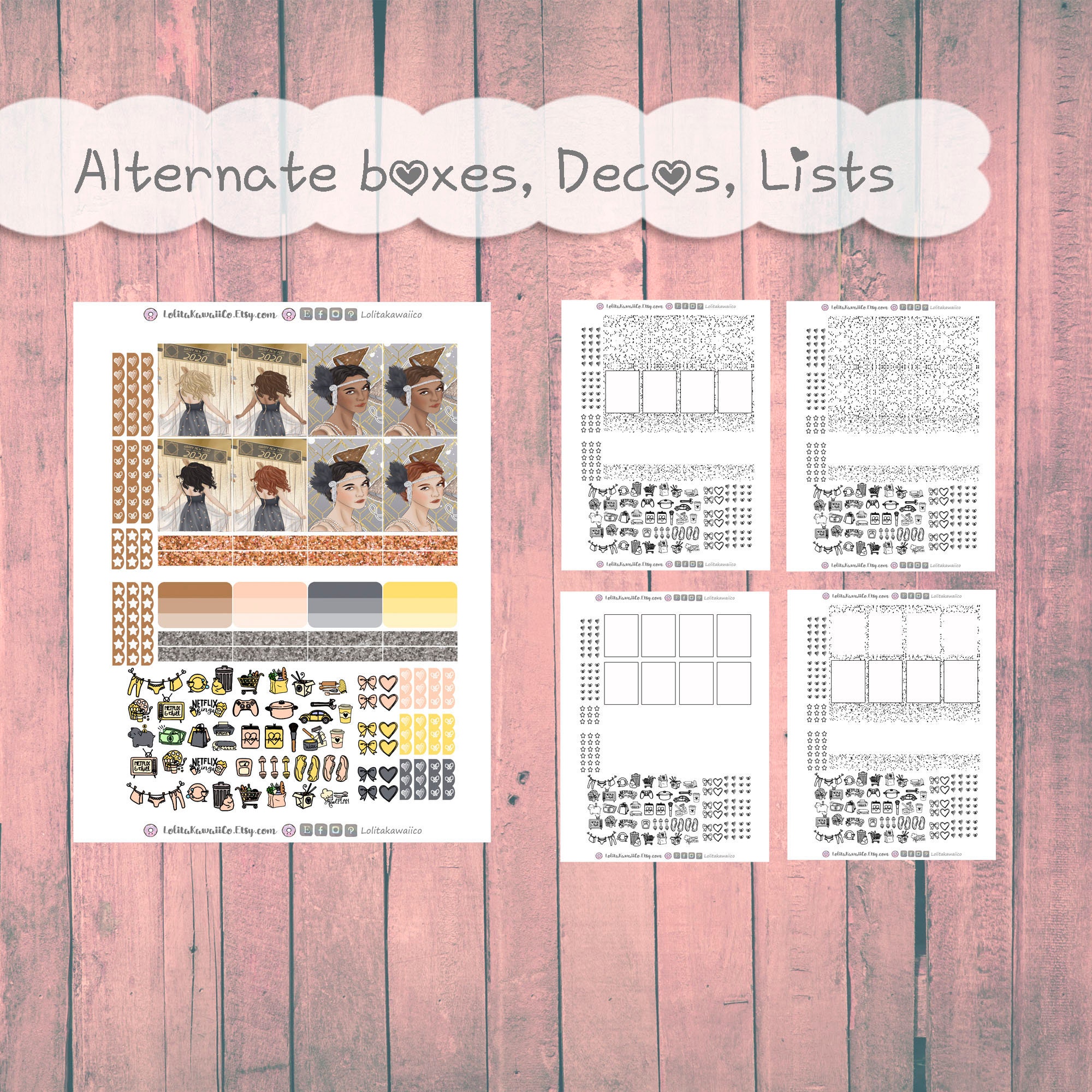 ECLP 6p Kit: Roaring 20s Printable Planner Stickers Erin | Etsy