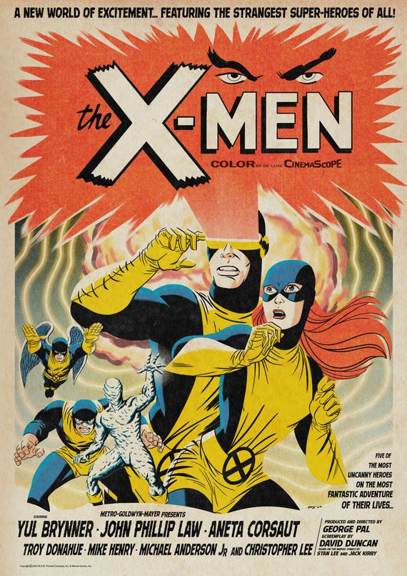 希少 レア X-MEN ポスター ヴィンテージ X-men 60s Movie Poster - Etsy