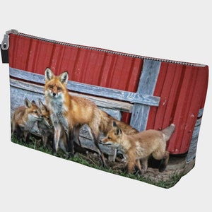 Red Fox Family Makeup Bag, make up, men&#39;s, toiletry bag, hobby, knitting, handiwork bag, treasure bag, carryall bag, pump bag,