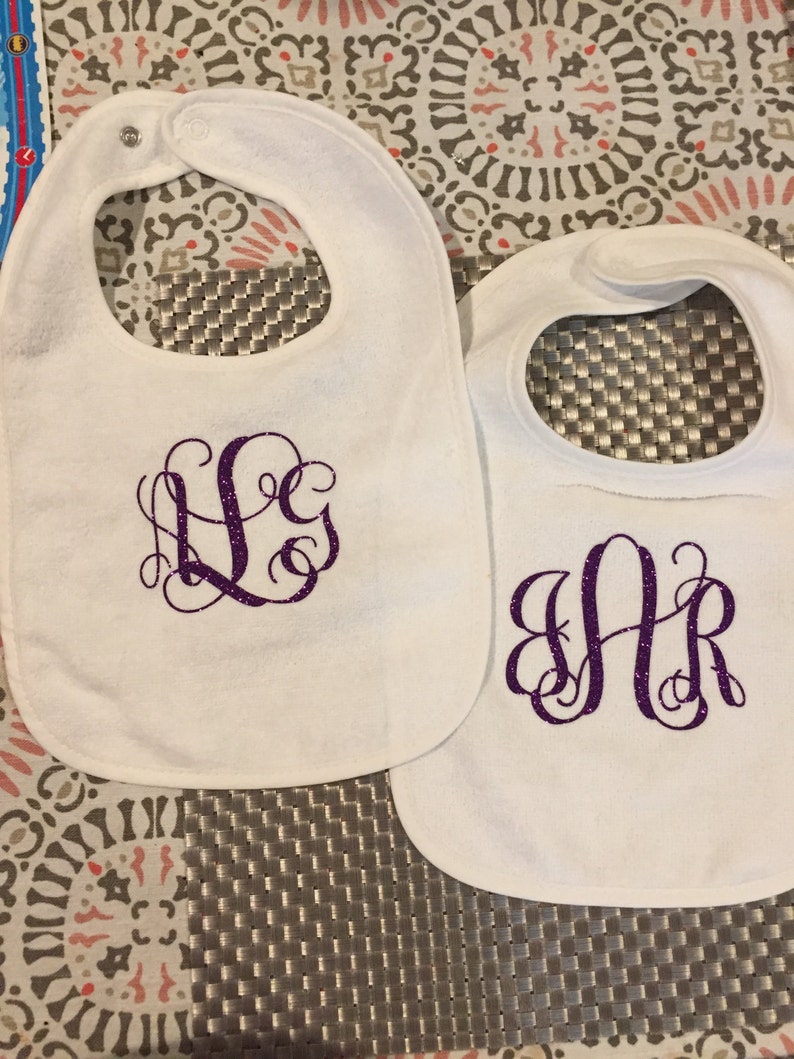 monogrammed bibs