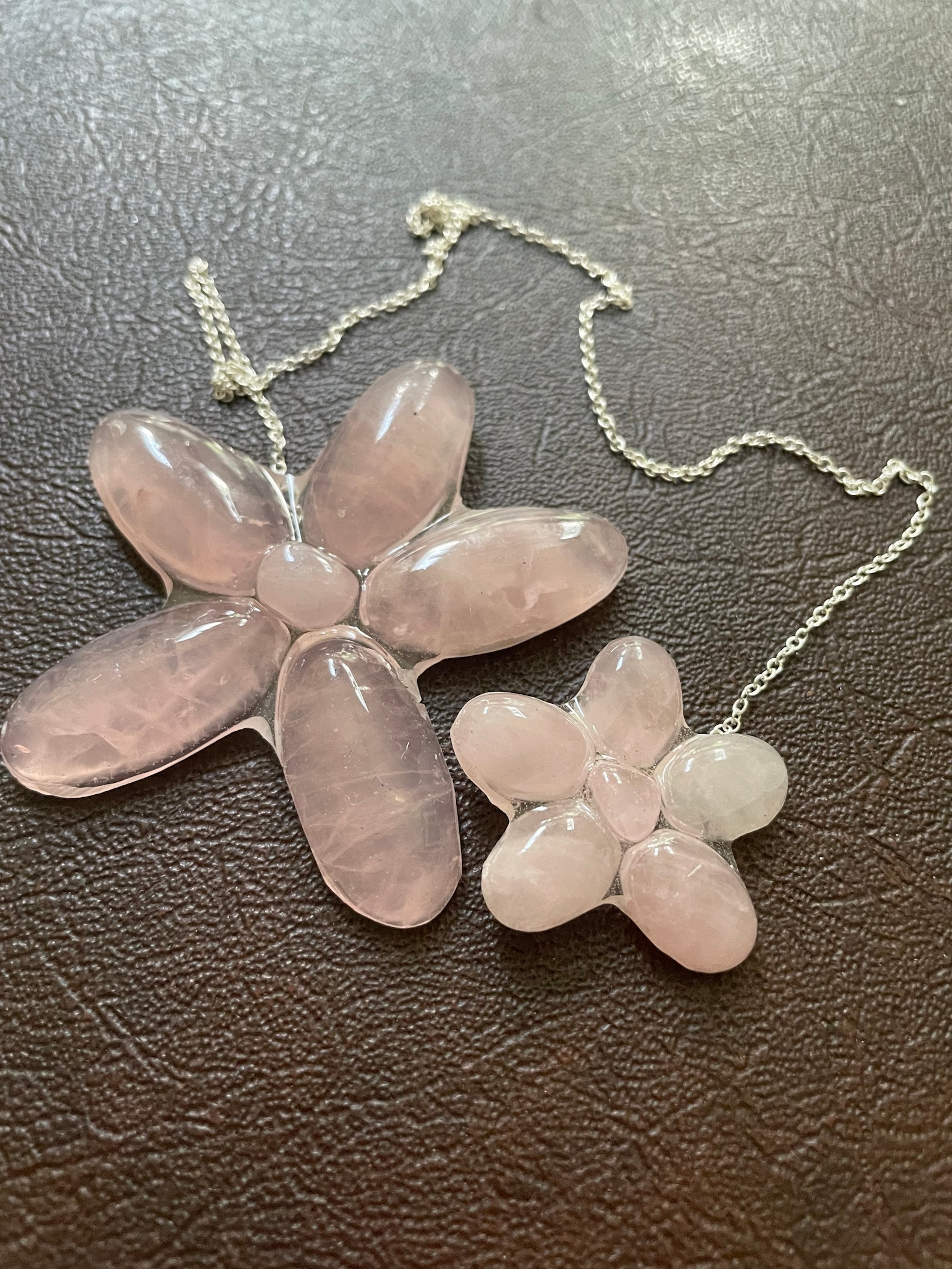 Nice pink Real Rose Quartz Necklace gift for Mother daughter Etsy