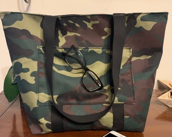 Sac cabas coton imprimé camouflage