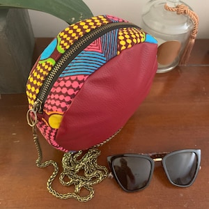 Sac Rond - cuir végan bordeaux - wax