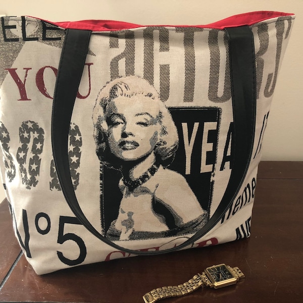 Sac cabas Marilyn Monroe - intérieur rouge