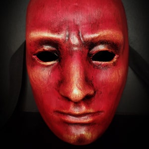 Red Volto Mask. Venetian Mask. Masks for Men. Paper mache mask