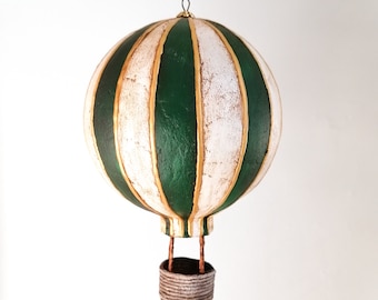 Hot Air Balloon - Green and white - Nursery decor - Steampunk decoration