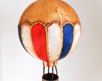 Hot Air Balloon - Tricolour - Gold Top - Nursery Decor - Steampunk decor