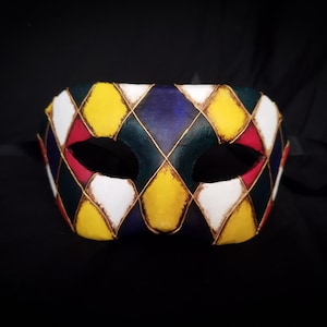Chequered Harlequin Venetian Masquerade Mask
