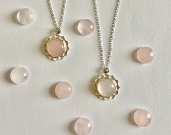 "LOTUS" necklace / lotus /necklace/zen/ rose quartz / silver jewelery