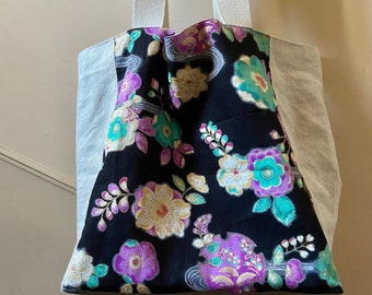 Bolso tote grande "río" de tela japonesa / bolso de playa grande / bolso grande / bolso tote / bolso XXL / bolso reversible