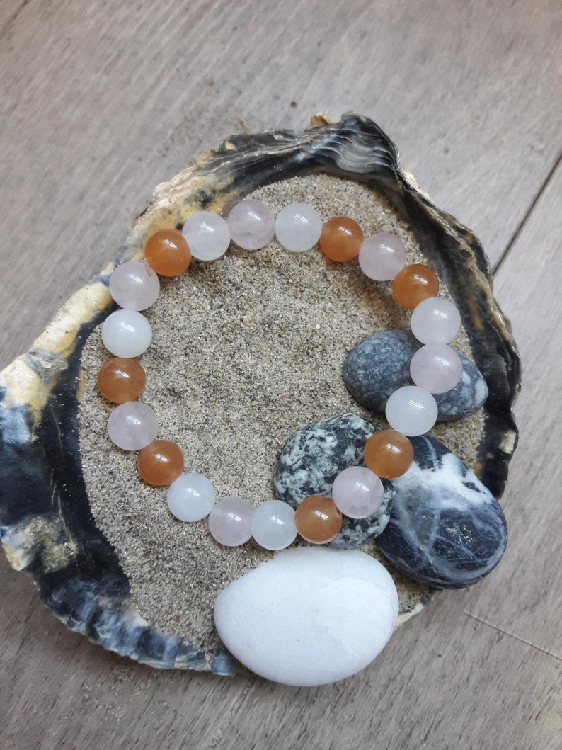 Rose Quartz /& Crystal Quartz Beaded Bracelet Orange Aventurine