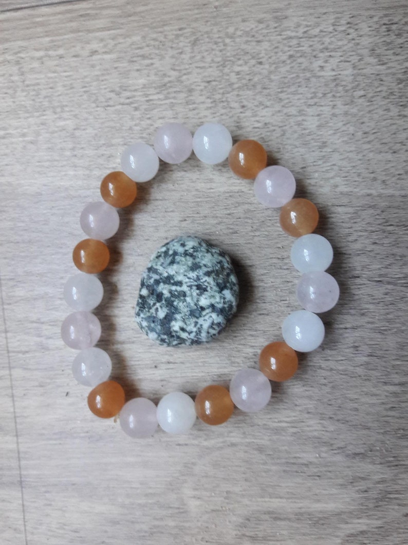 Rose Quartz /& Crystal Quartz Beaded Bracelet Orange Aventurine
