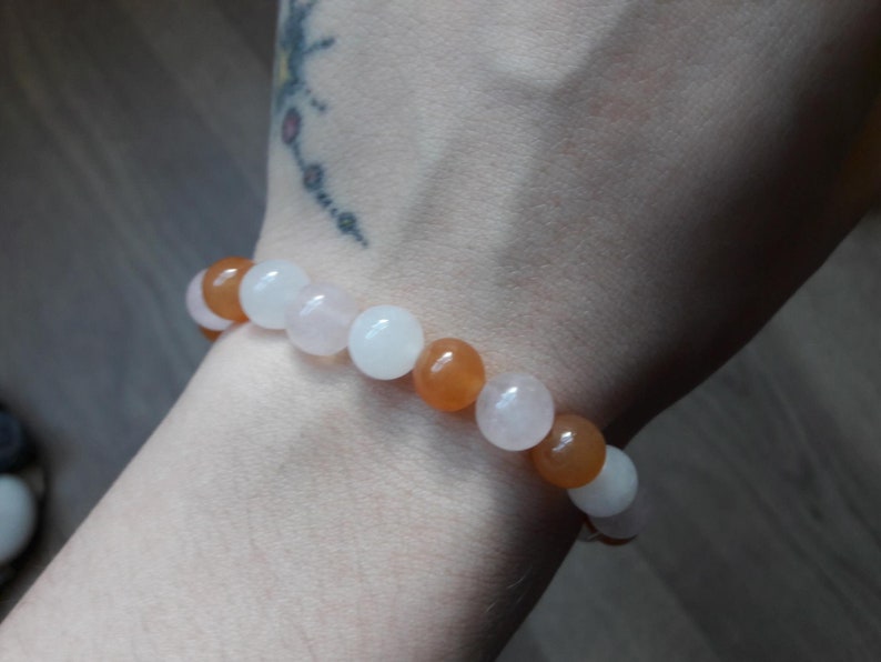 Rose Quartz /& Crystal Quartz Beaded Bracelet Orange Aventurine