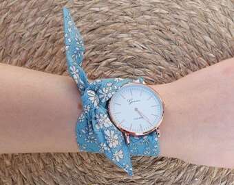 Women's Celadon scarf watch, Celadon fabric bracelet, Ribbon watch, Women's Liberty capel Celadon fabric watch, Mother's Day gift